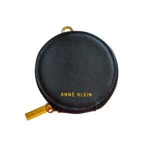 💥Free w/Purchase Anne Klein Small Black Zippered Round Pouch Wallet